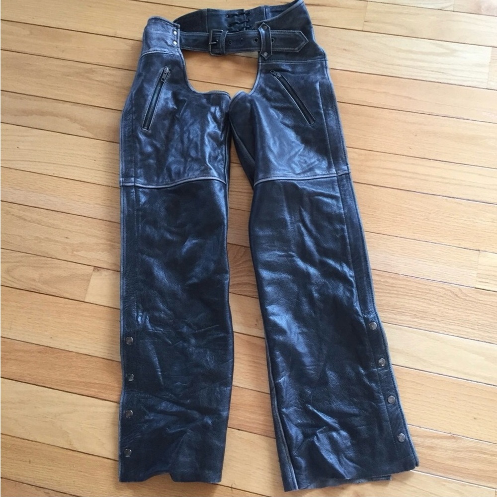Distressed Black Women’s Leather Chaps